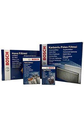 Skoda Fabia 1.2 Benzinli Bosch Filtre Bakım Seti 2008-2014 Hava+Yağ+Yakıt+Karbonlu-Polen
