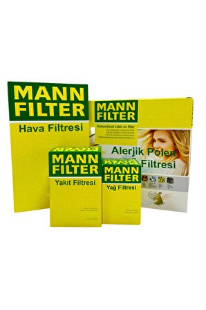 VW Jetta 1.4 TSI MANN Filtre Bakım Seti 2007-2010 CAX 122 Hava+Yağ+Yakıt+A.Alerjik Polen