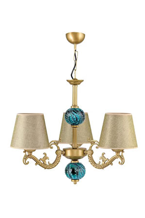 Üç Kollu Zamak Avize Eskitme Yeşil Çinili