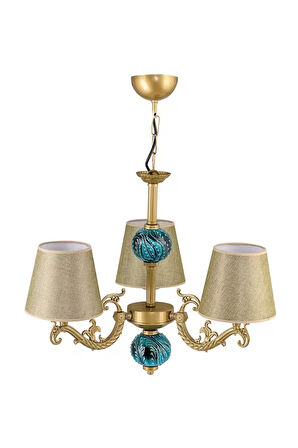 Üç Kollu Zamak Avize Eskitme Yeşil Çinili