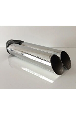 Çift çıkış nikelaj  egzoz ucu uzun eksoz sessiz