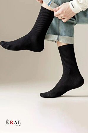 Unisex Siyah 6 Çift Pamuklu Tenis Spor Uzun Soket Boy Çorap