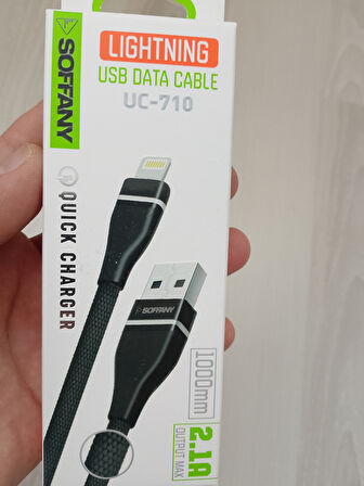 Uc- 710 Şarj Kablosu 2.1A iPhone Data Kablosu Siyah 1.2M Örgülü Kablo