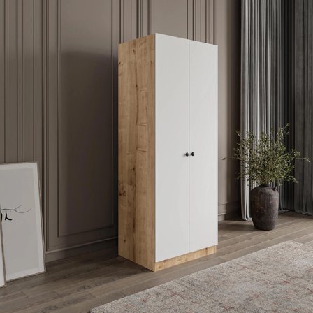 Afilli Ülgen 2 Kapaklı Giyinme Dolabı Tamamı Mdf Led Askı
