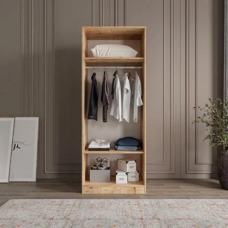 Afilli Ülgen 2 Kapaklı Giyinme Dolabı Tamamı Mdf Led Askı