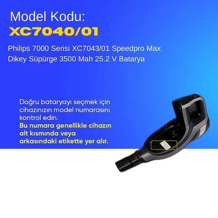 Philips 7000 Serisi XC7040/01 Speedpro Max Dikey Süpürge 3500 Mah 25.2 V Batarya – Orjinal Uyumlu Uzun Ömürlü, Maksimum Performans Pil