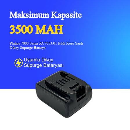 Philips 7000 Serisi XC7053/01 Islak Kuru Şarjlı Dikey Süpürge 3500 Mah 25.2 V Batarya – Orjinal Uyumlu Uzun Ömürlü, Maksimum Performans Pil