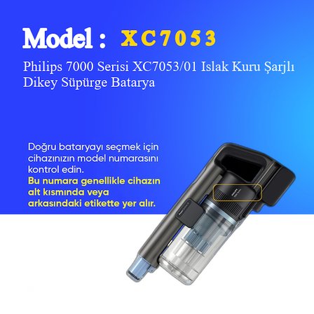 Philips 7000 Serisi XC7053/01 Islak Kuru Şarjlı Dikey Süpürge 3500 Mah 25.2 V Batarya – Orjinal Uyumlu Uzun Ömürlü, Maksimum Performans Pil
