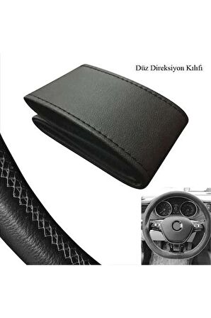 Universal Dikmeli Direksiyon Kılıfı Soft Siyah Ipli Kalınlık (38cm-11cm)