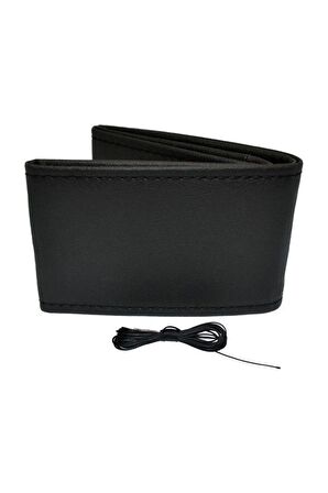 Universal Dikmeli Direksiyon Kılıfı Soft Siyah Ipli Kalınlık (38cm-10.5cm)