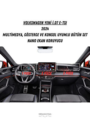 Volkswagen Yeni ID.7 E-TSI 2024 Multimedya Gösterge ve Klima Konsol Uyumlu Set Nano Ekran Koruyucu