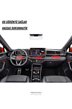 Volkswagen Yeni ID.7 E-TSI 2024 Multimedya Gösterge ve Klima Konsol Uyumlu Set Nano Ekran Koruyucu