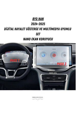 BYD HAN 2024-2025 Dijital Hayalet Gösterge ve Multimedya Uyumlu Set Nano Ekran Koruyucu