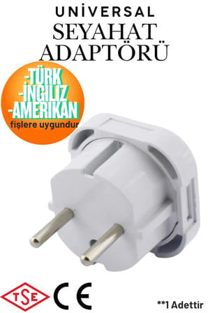 Universal Seyahat Adaptörü - Türk İngiliz Amerikan Fiş Priz Dönüştürücü Çevirici