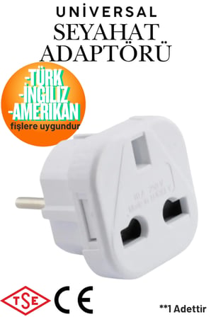 Universal Seyahat Adaptörü - Türk İngiliz Amerikan Fiş Priz Dönüştürücü Çevirici