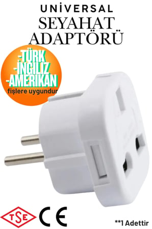 Universal Seyahat Adaptörü - Türk İngiliz Amerikan Fiş Priz Dönüştürücü Çevirici