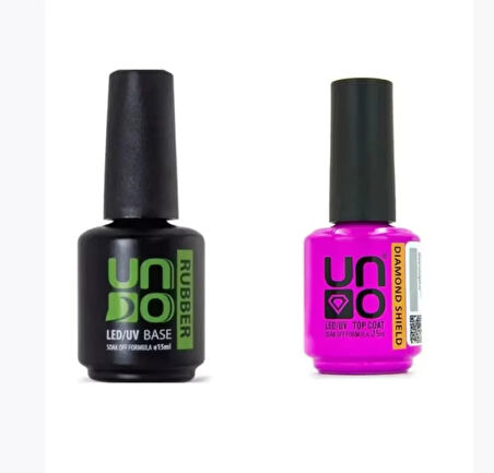 Uno Dımond Shoeld Top Coat 15ml , Uno Rubber Top Coat 15ml2Li Set 