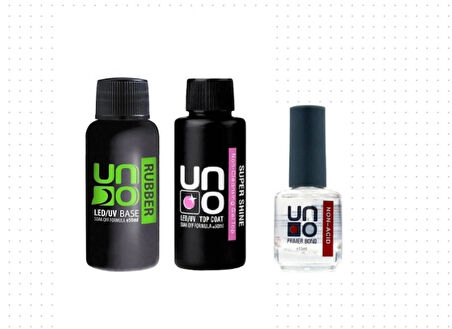 Anil Uno Rubber Base Coat 50Ml , Super Shıne Top Coat 50Ml, Prımer Bond Non Asıd 15 Ml( 3”Lü Set)