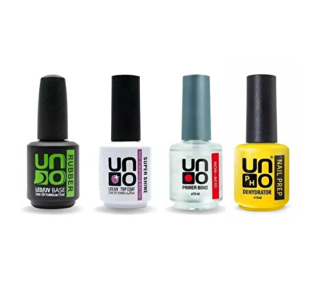 Uno süper 4”lü set (Rubber Base Coat. Top coat..praimer. Dehhyidrator)