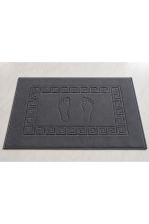 Ayak Havlusu 50x70 cm Welsoft Yumuşak Dokulu Ayak İzi Desenli Yüksek Su Emici Hızlı Kuruyan Banyo Paspası Antrasit
