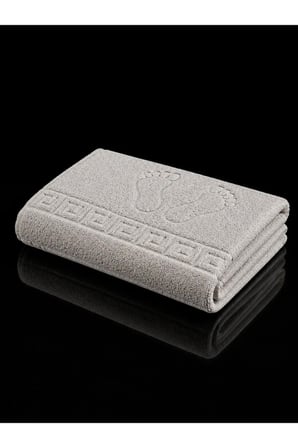 Welsoft Ayak Havlusu 50x70 cm Gri Yumuşak Dokulu Banyo Paspası Gri Ayak İzi Desenli