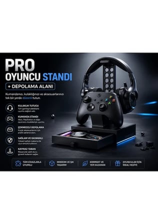 Pro Oyuncu Standı ve Kulaklık Askılığı