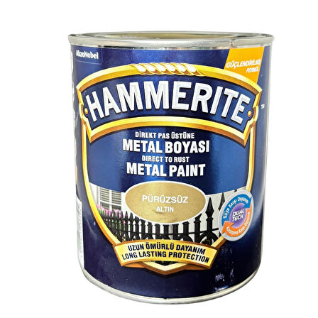 Hammerite Pas Üstü Metal Boyası Düz Altın 0,75 Lt