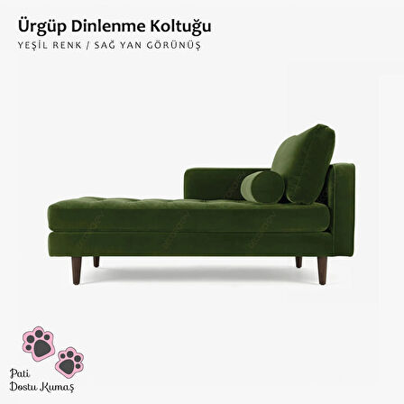 Ürgüp Yeşil Renk Dinlenme Koltuğu Kitap Okuma Koltuğu Josefin Koltuk Sağ Kolçaklı Baby Face Kumaş Sağ Köşe