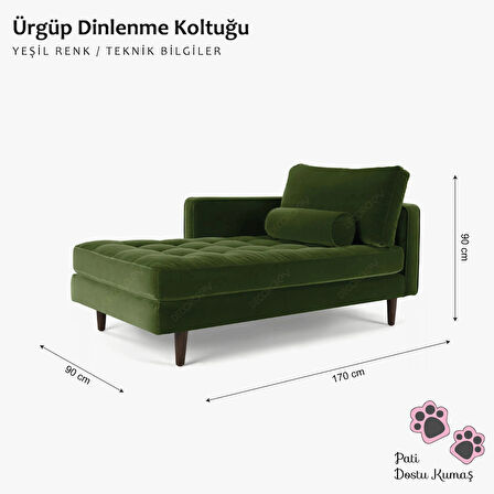 Ürgüp Yeşil Renk Dinlenme Koltuğu Kitap Okuma Koltuğu Josefin Koltuk Sağ Kolçaklı Baby Face Kumaş Sağ Köşe