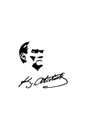 Atatürk Silüeti ve İmzası Sticker Oto Motor Laptop Duvar Folyo Sticker 10x10 cm