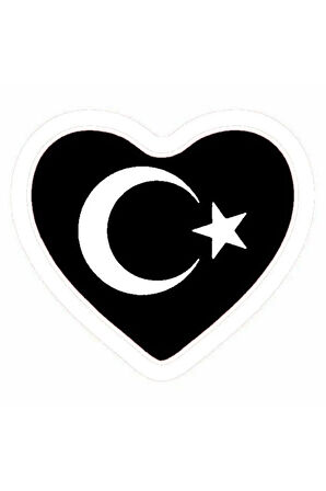 Kalp Türk Bayrağı Motosiklet Siperlik Sticker 10 X 10 Cm