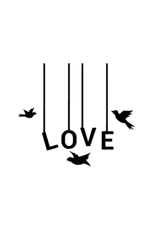 Love Ve Kuşlar Sticker Oto Motor Laptop Duvar Folyo Sticker 20 X 18 Cm