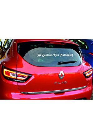 Az Beklenti Çok Mutluluk:) araba motor sticker  5 x 47 cm beyaz