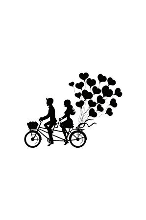 Bisikletli Sevgililer Oto Motor Laptop Duvar Folyo Sticker 15x12 Cm