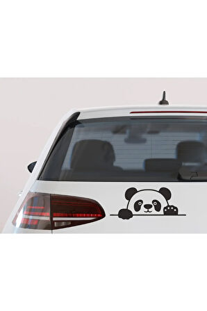 Panda Camdan Bakan Panda Oto Cam Yazısı 13x5 Cm Araba Arkası Sticker Oto Cam Sticker Yazı Modelleri