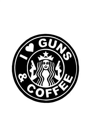 I Love Guns and Coffee - Araç, Oto, Laptop, Duvar Uyumlu Sticker 10*10 Cm