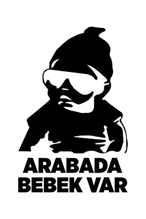Arabada Bebek Var Oto, Araba Arka Cam Sticker, Etiket, Yapışkanlı Folyo Sticker BEYAZ 40*20 Cm
