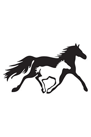 At Ve Yavrusu Oto Motor Laptop Duvar Folyo Sticker (TİP 2) 10x6 Cm