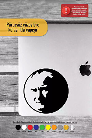 Kemal Atatürk Yuvarlak İçinde - Araç, Oto, Laptop, Duvar Uyumlu Sticker 20*20 Cm