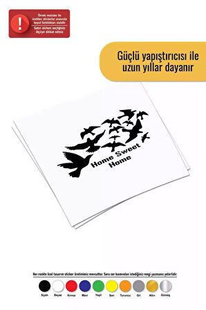 Kuşlar ve Sweet Home - Araç, Oto, Laptop, Duvar Uyumlu Sticker 30*21 Cm