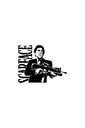 Scarface Sticker Oto Motor Laptop Duvar Folyo Sticker 50 X 40 Cm