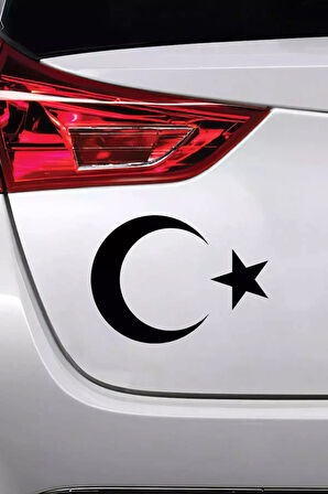 Ay Yıldız Sticker Oto Motor Laptop Duvar Folyo Sticker 40 X 28 Cm