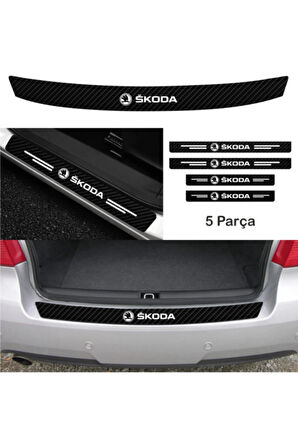 Skoda Scala İçin  Aksesuar Oto Bağaj Ve Kapı Eşiği yeni sticker Set Karbon