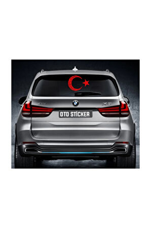 Kelime-i Tevhid, Ay Yıldız Oto Sticker, Araç Sticker, 34cm* 24 Cm ,
