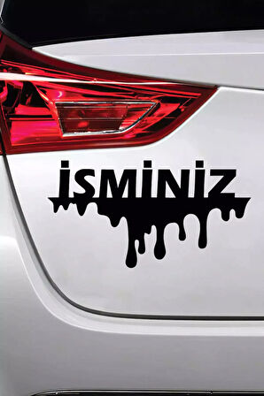 İsim Soyisim Akan Sıvı - Araç, Oto, Laptop, Duvar Uyumlu Sticker 10*5 Cm