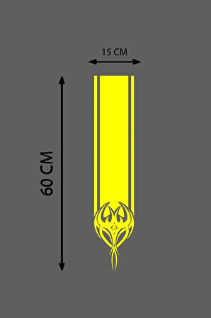 Kaput Şerit Sticker 15*60 Cm Kılçık Desenli Kaput Kaplama Sticer Aksesuar Modifiye Yapışkanlı Etiket