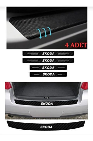 Skoda Yeti Karbon Kapı Eşiği Oto Sticker 4 Adet