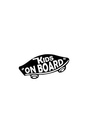 Kids On Board Kaykay - Araç, Oto, Laptop, Duvar Uyumlu Sticker 10*5 Cm