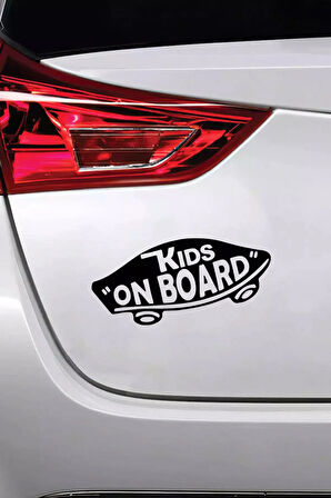 Kids On Board Kaykay - Araç, Oto, Laptop, Duvar Uyumlu Sticker 10*5 Cm