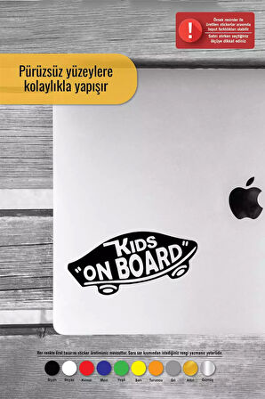 Kids On Board Kaykay - Araç, Oto, Laptop, Duvar Uyumlu Sticker 10*5 Cm